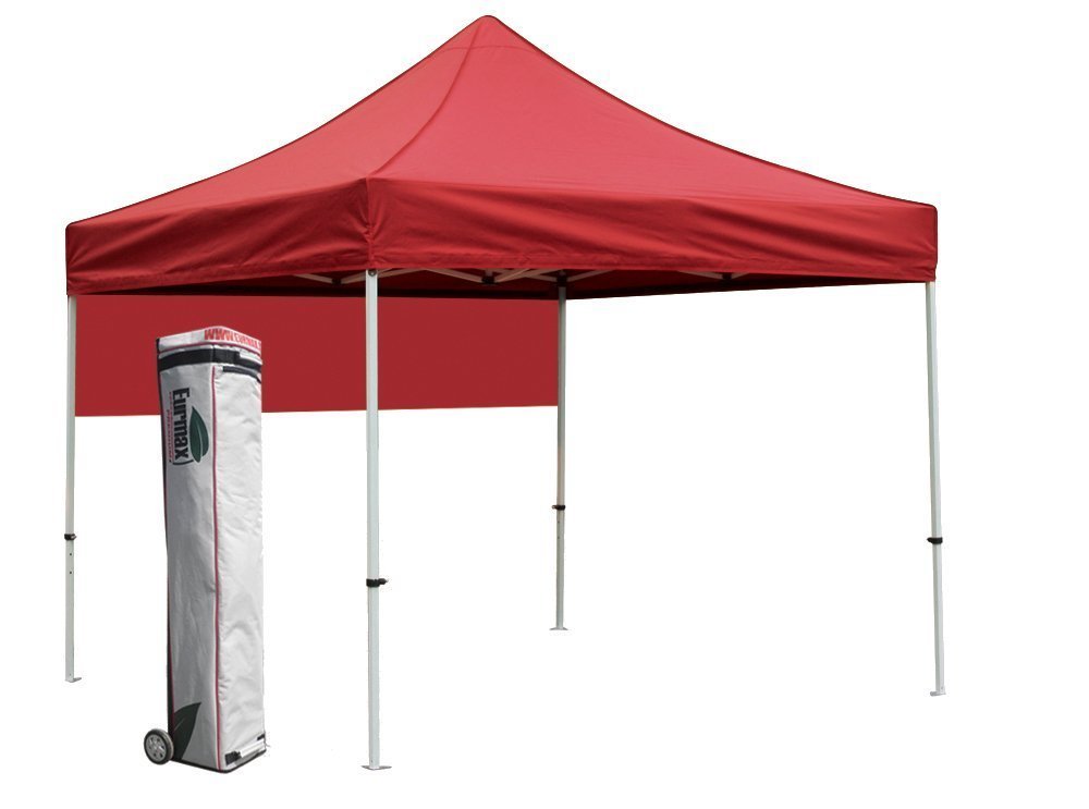 Eurmax Basic 10X10 Ez Pop Up Canopy, Instant Shelter, Outdoor Party Tent, Gazebo Commercial Canopy With Wheeled Storage Bag, Bonus 10Ft Awning